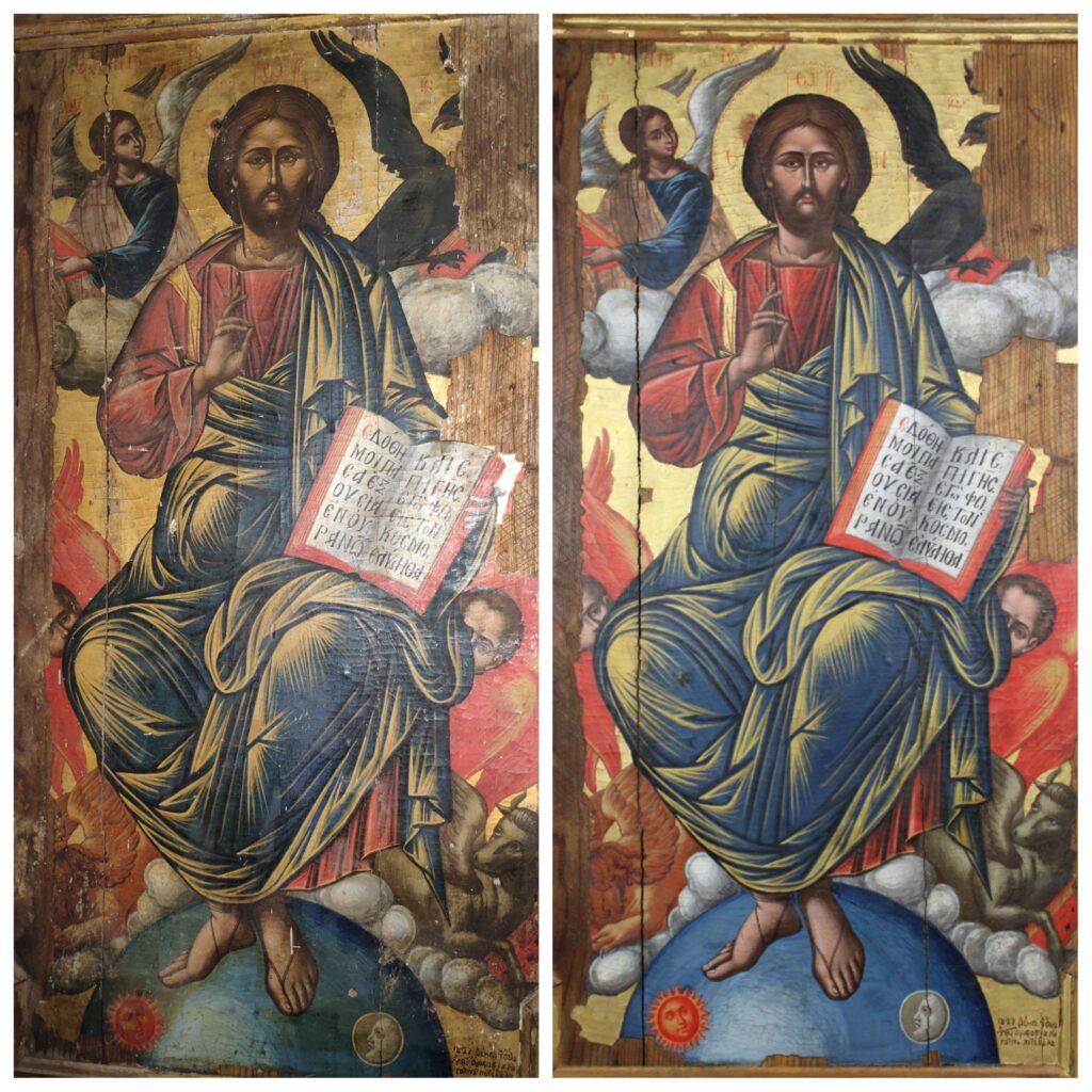 Αγιογραφία Χριστός πριν και μετά τη συντήρηση